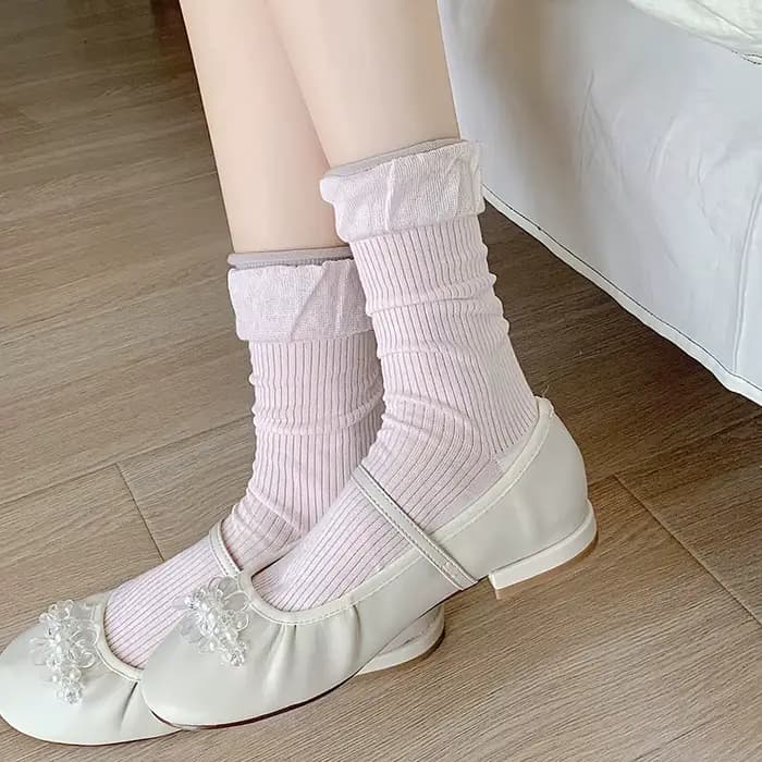 Chaussettes en coton monochromes pour femmes, respirantes, fines, longues, simples, femmes, filles, mode, printemps, été, nouveau