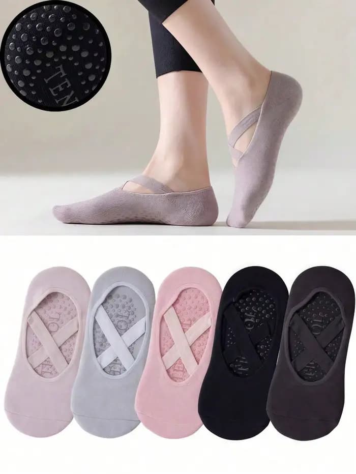 Chaussettes de yoga antidérapantes 1/2/3/4/5 pour femmes