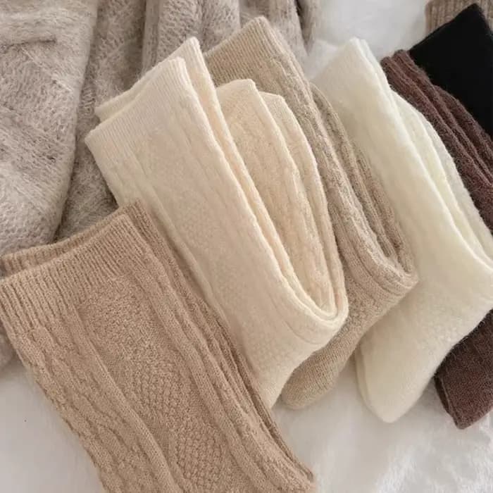 Femmes laine chaussettes chaud hiver épaissir cachemire flou décontracté couleur unie confortable maison chaussette
