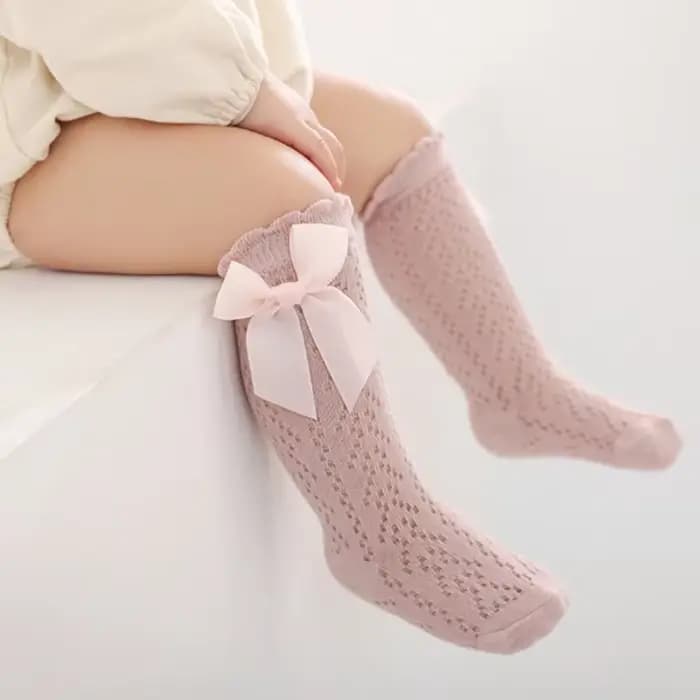 Chaussettes en maille de coton avec nœud papillon pour bébé fille