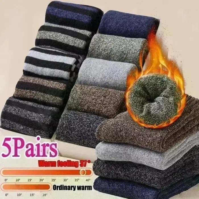 Chaussettes en laine mérinos pour hommes, chaussettes super optiques, chaussettes en cachemire antigel décontractées, haute qualité, Harajuku, rétro, neige, chaud, hiver, 5 paires