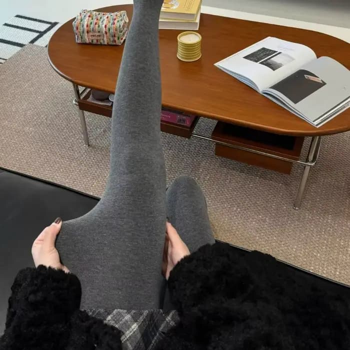 Collants gris en laine et cachemire pour femme, bas chauds et épais, Lingerie thermique, taille haute, bonneterie élastique, hiver
