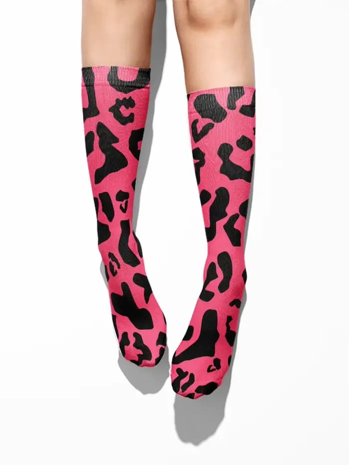 Chaussettes mi-longues à imprimé léopard pour femmes