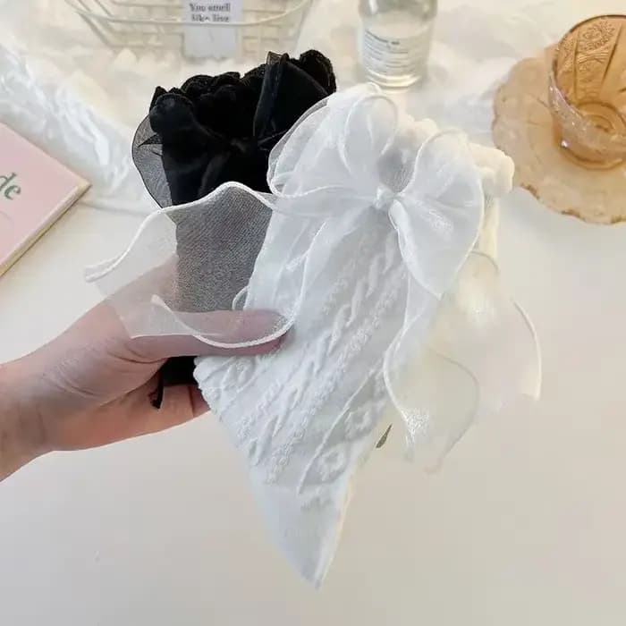 Chaussettes femme dentelle chaussette 2024 nouveau solide noir blanc Lolita