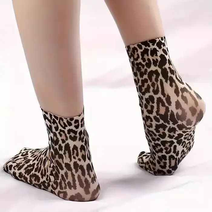 Chaussettes courtes à imprimé léopard pour femmes