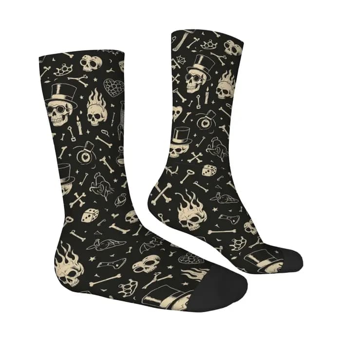 Chaussettes pour hommes avec imprimé de symboles de sorcellerie gothique rétro