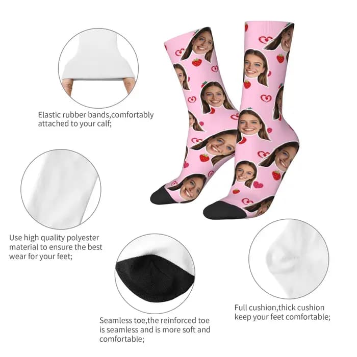 Chaussettes avatar personnalisées pour femmes, chaussettes avec photo personnalisée, chaussettes avec image personnalisée, cadeaux personnalisés