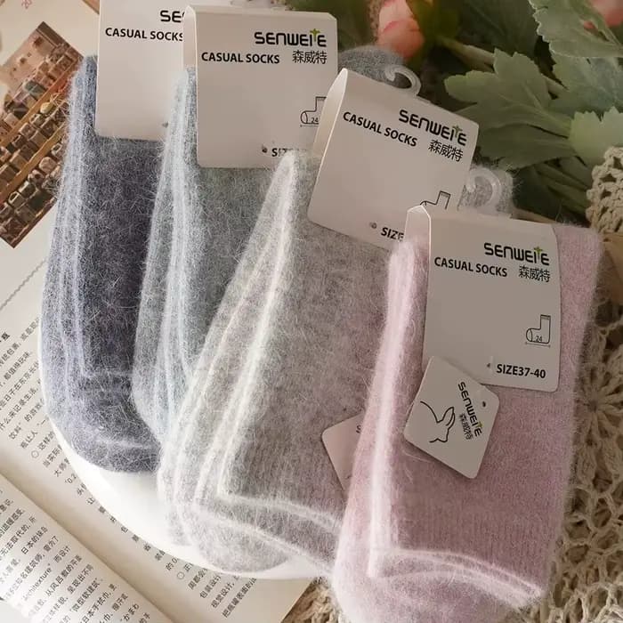Chaussette loisirs cheville équipage floue automne hiver fourrure de lapin femmes mi-mollet épaissi chaud doux laine chaussettes 8W96