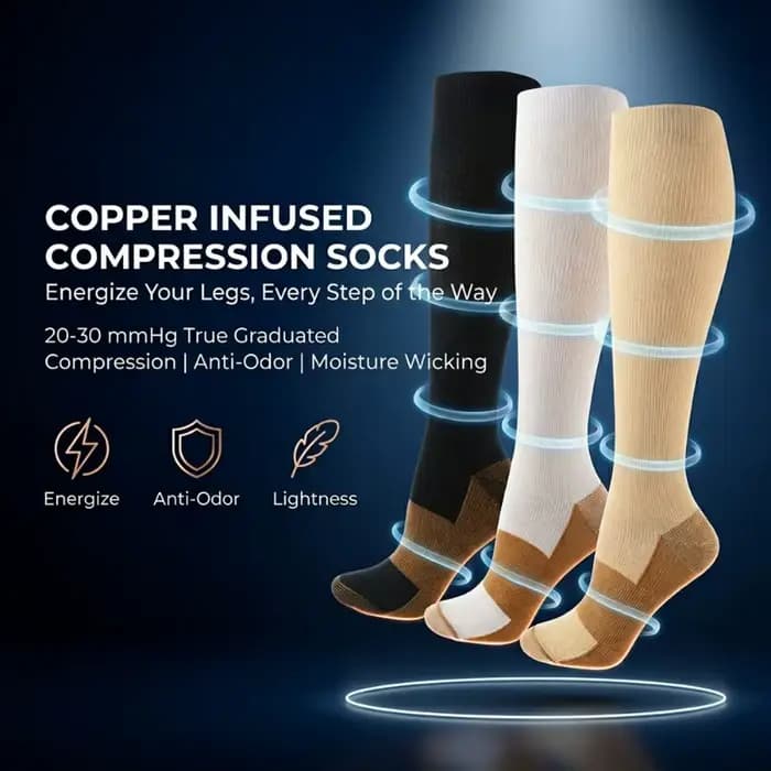 1/3 Paire de Chaussettes Longues à Compression Forte pour Femmes