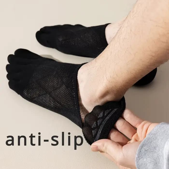 5 paires de chaussettes antidérapantes pour hommes, avec doigts séparés, pantoufles invisibles, chaussettes à cinq doigts, sport, maille d'été
