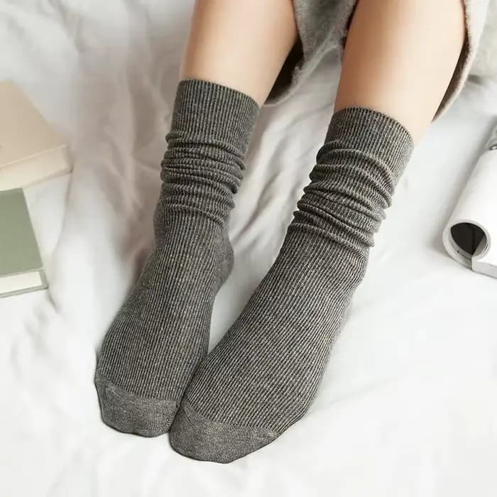 CHAOZHU japonais coréen lycée filles chaussettes hautes en vrac couleurs unies Double aiguilles tricot coton longues