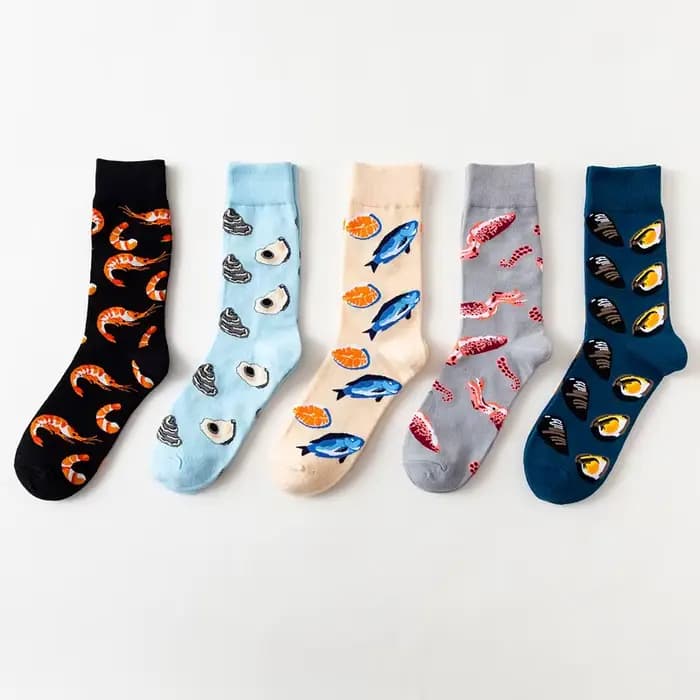 Nouveautés femmes chaussettes unisexe printemps automne dessin animé avocat Burger Sushi fruits de mer chaussette