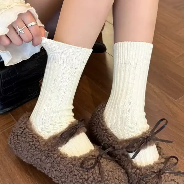 Nouveau confortable côtelé chaussettes femmes couleur unie coton équipage