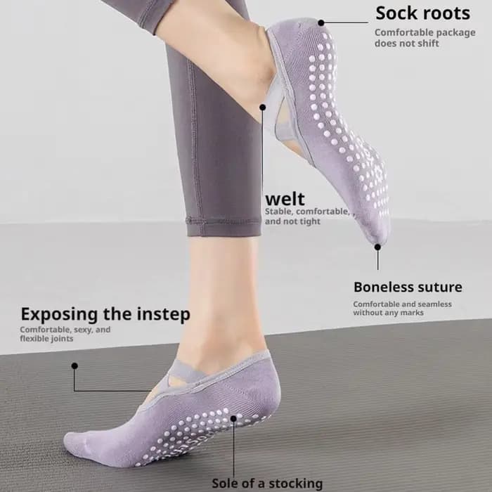 Chaussettes de yoga antidérapantes pour femmes – Chaussettes respirantes dos nu pour ballet, pilates, barre et danse, chaussettes de sport antidérapantes