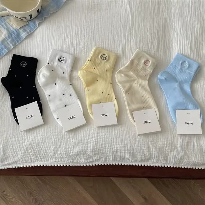 Chaussettes Courtes pour Femme et Fille, Style Doux, Blanc, Noir, Chien, Kawaii, Cadeau, Printemps, Été