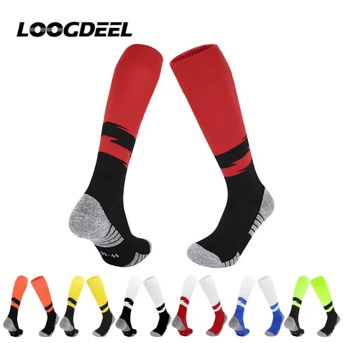 Chaussettes de football professionnelles Loogdeel avec semelle en tissu éponge