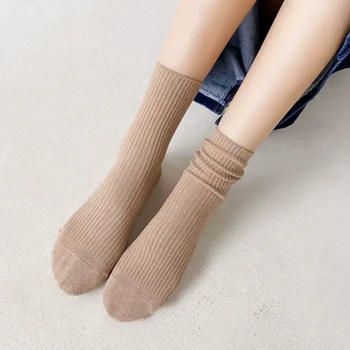 Ensemble de chaussettes à rayures de couleur unie pour femmes