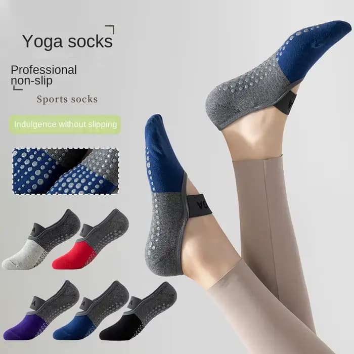 1 paire de chaussettes Pilates couleur patchwork pour femmes