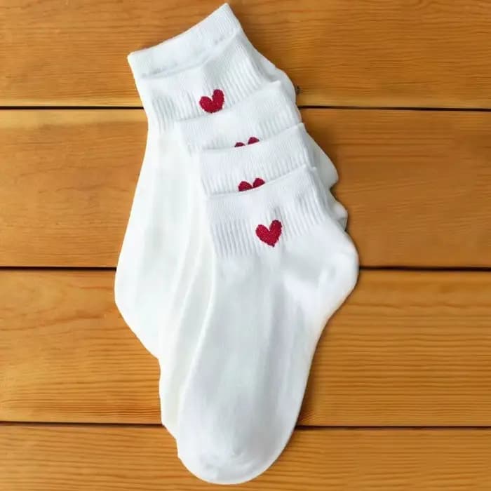 5 paires de chaussettes noires et blanches pour femmes, chaussettes bateau en coton à Tube bas, mignonnes «amour cœur», collège JK pour filles, printemps été