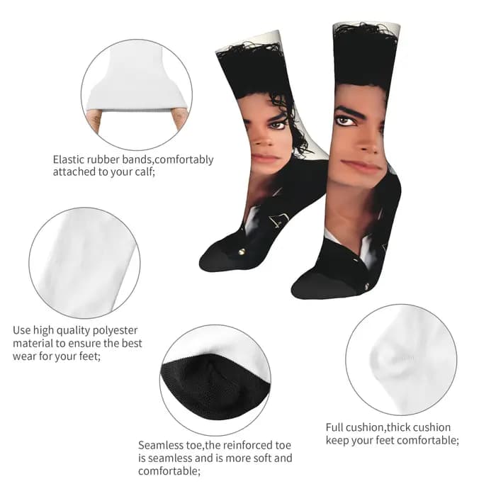 MJ King Of Pop Michael J-jackson Stockings Chaussettes gothiques personnalisées