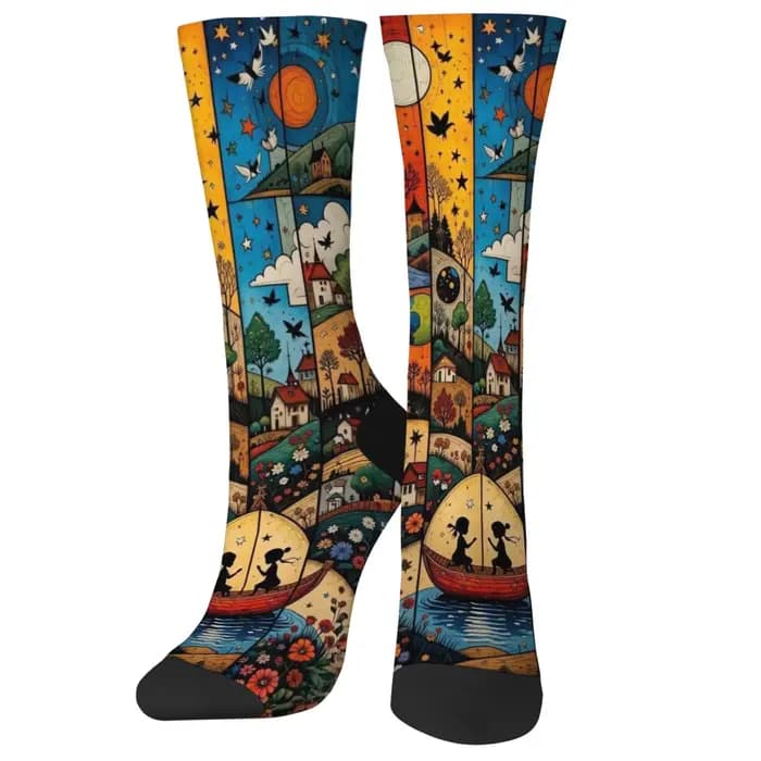 Illustrations patchwork de conte de fées Chaussettes drôles pour hommes Nouveauté d'Halloween