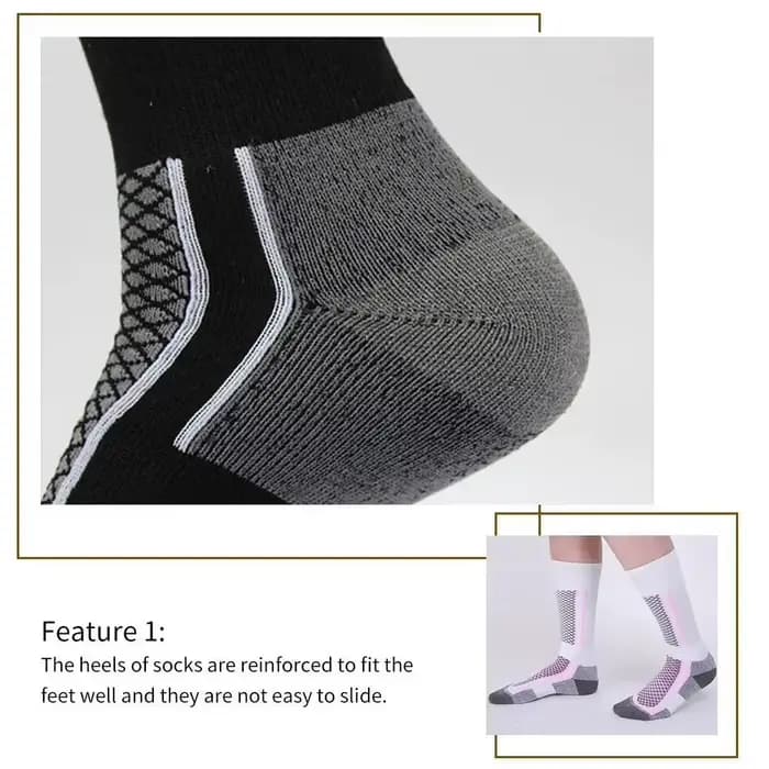 DIZETION 1 paire hiver chaud épaississement bas de Ski chaussettes de randonnée pour femmes hommes enfants en plein air Anti-froid haut bas de sport