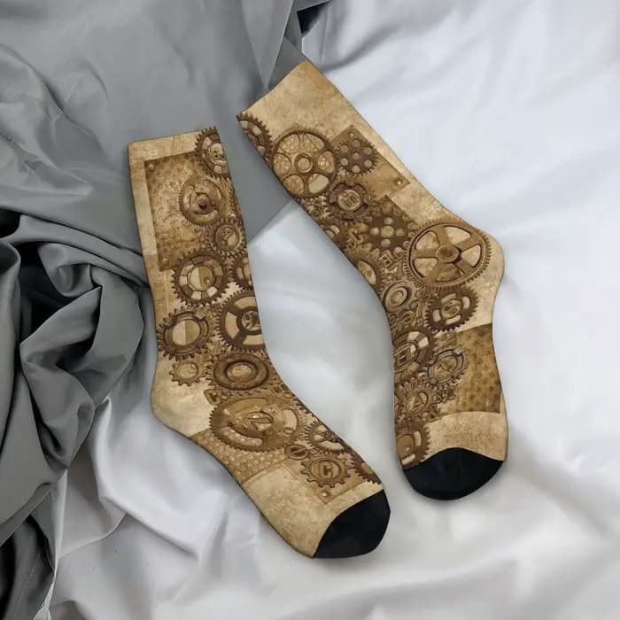 Chaussettes rétro de style punk mécanique pour hommes