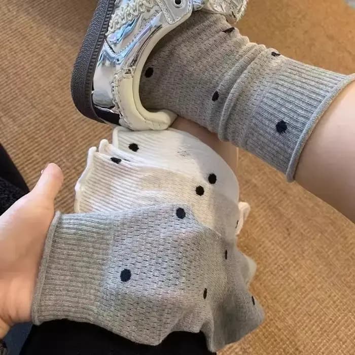 Chaussettes fines en coton imprimé à pois pour femmes