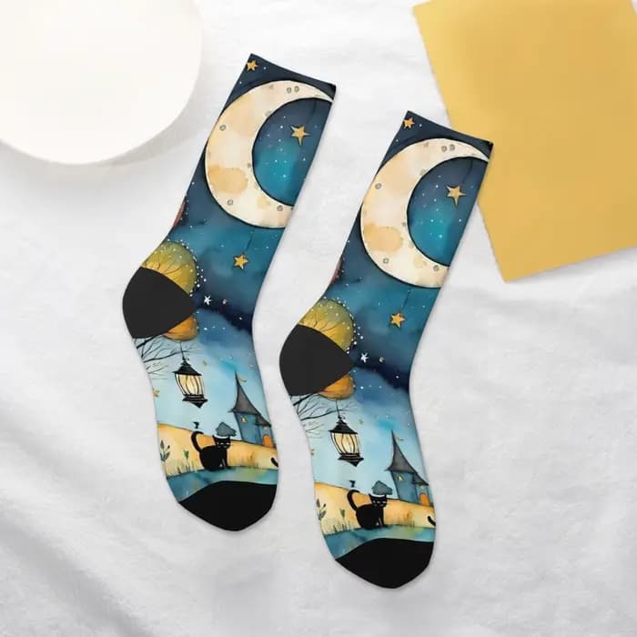 Illustrations de chats colorés de rêve chaussettes personnalité hip hop mode femmes