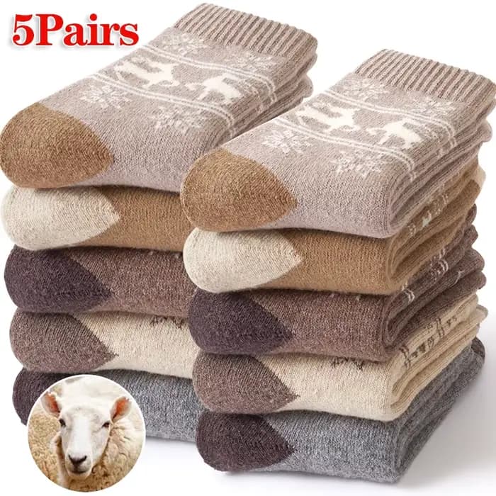 5 paires de chaussettes en laine mérinos pour femmes