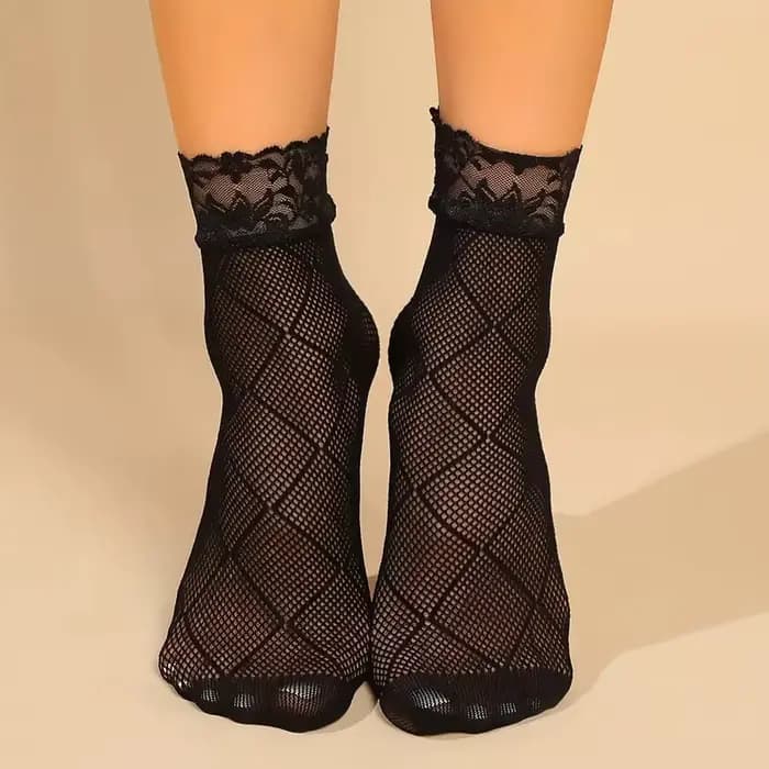 5 paires dentelle femmes maille chaussettes été élastique Transparent cheville
