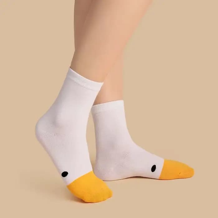 Femmes chaussettes coton mignon Mujer Hip Hop drôle Kawaii dessin animé canard imprimé Calcetines blanc Harajuku fille cadeau Sox Lingerie Skarpetki