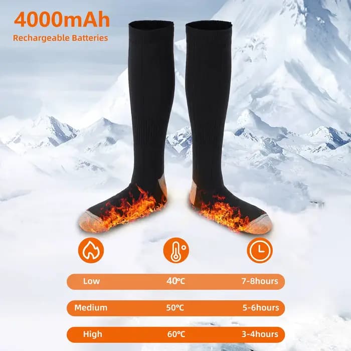 Chaussettes chauffantes électriques rechargeables USB 3 Modes de chauffage