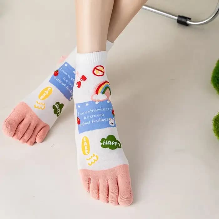 Chaussettes en coton à cinq doigts pour femmes