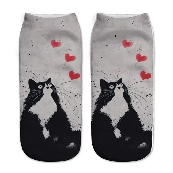 Chaussettes chat drôle femme mignon Kawaii 3D imprimé dessin animé chaton unisexe créatif