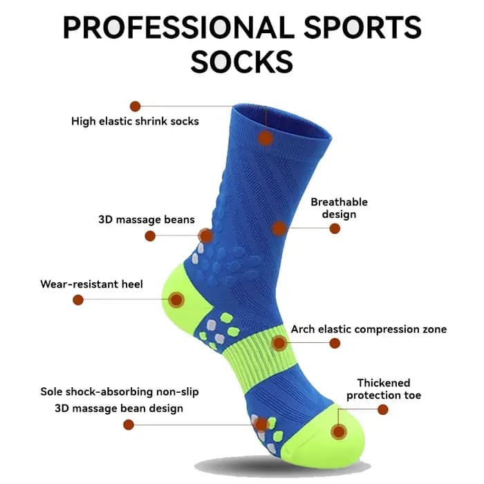 Chaussettes de compression pour la course à pied, chaussettes de sport colorées pour marathon, pour homme, femme, adulte, adolescent, cyclisme
