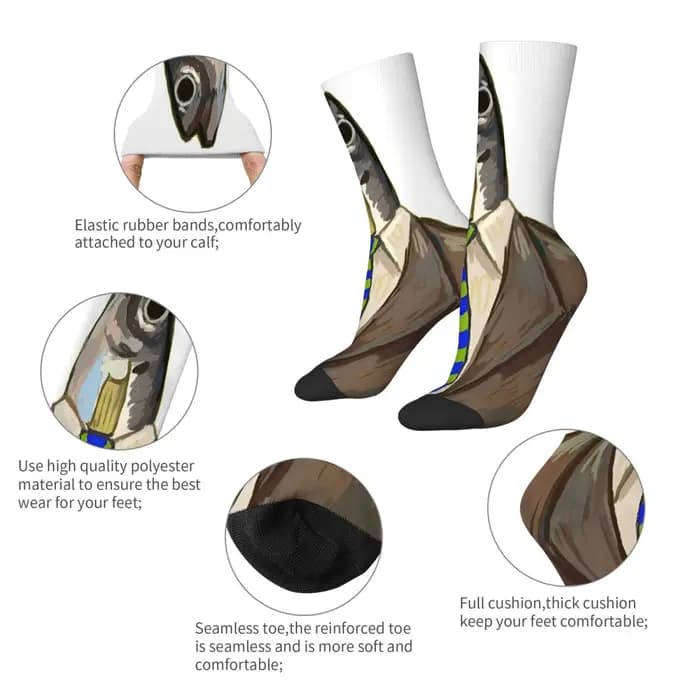 M. Chaussettes pour hommes Fish, antidérapantes, élastiques, respirantes, pour costumes, sports, cyclisme, randonnée, chaussettes de compression amusantes, originales, rétro, tendance