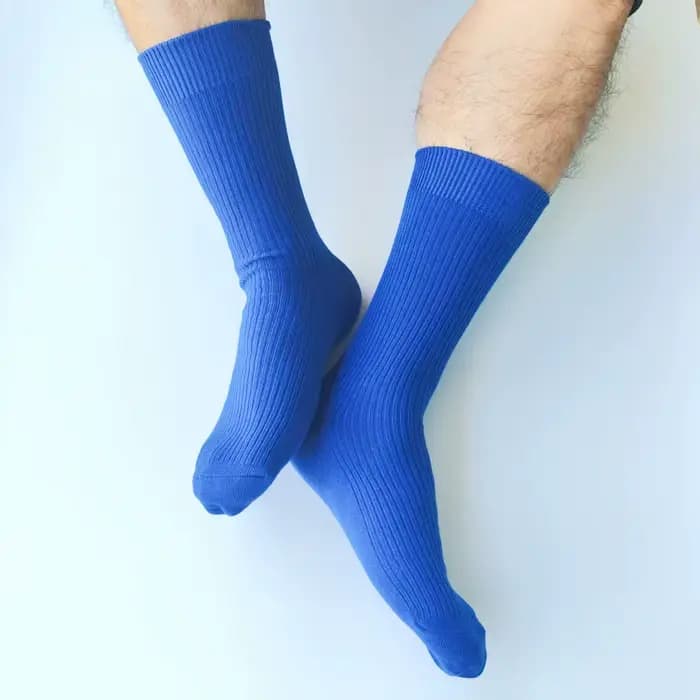 Harajuku couleur hommes mi-mollet coton côtelé rayure chaussettes japonais rue Vibrant Klein bleu jaune rouge vert
