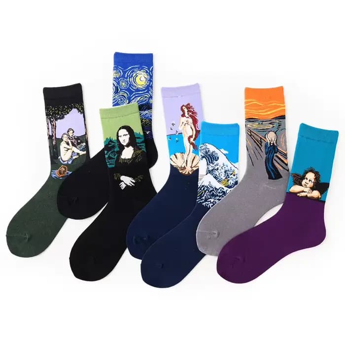 1 paire rétro femmes Art Van Gogh murale série de peinture à l'huile de renommée mondiale hommes chaussettes