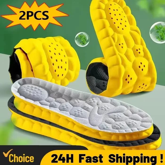 Semelles intérieures sportives 4D Cloud Technology PU pour chaussures, souples, respirantes, amortissantes, pour la course à pied et les soins orthopédiques.
