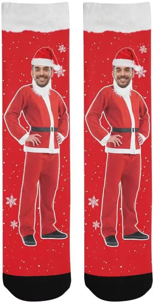 Chaussettes personnalisées de père noël avec visage imprimé