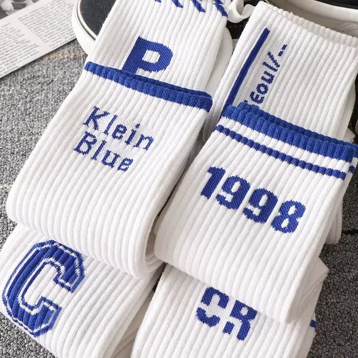 Klein-Chaussettes à lettres en coton bleu pour hommes et femmes