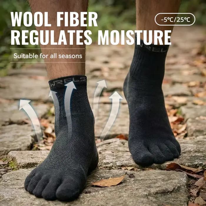 WRELS 1/2/3 paires de chaussettes à cinq doigts en laine mérinos pour hommes et femmes