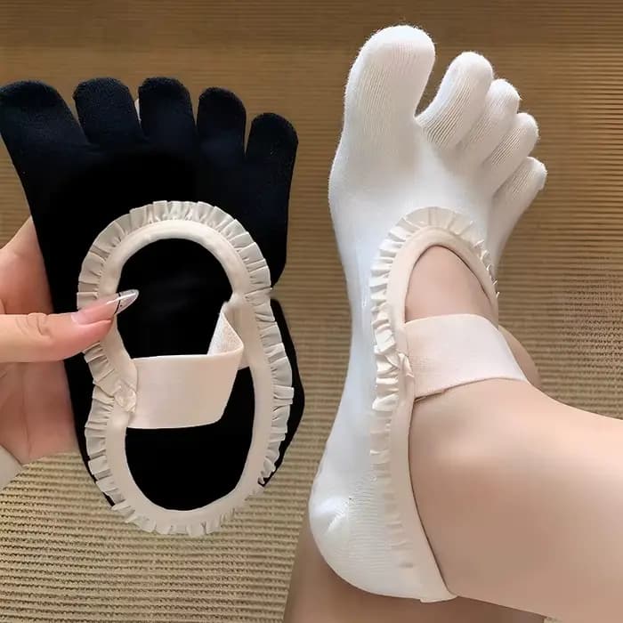 Chaussettes de Yoga antidérapantes à cinq orteils pour femmes