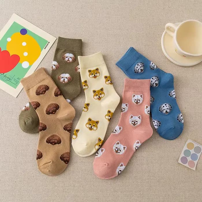 Mode femmes chaussettes mignon japonais Ins créatif femme décontracté dessin animé chiens Shiba Inu dalmatien Malzis Teddy poméranien livraison directe
