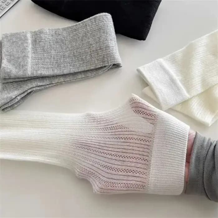 1-8 paires femmes été plaine décontracté coton longues chaussettes femme respirant maille creuse conception mince mode doux Style empilé chaussettes