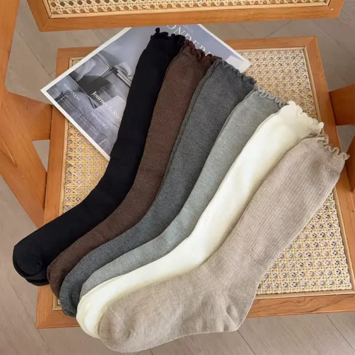 Chaussettes tricotées à volants japonais pour femmes et filles