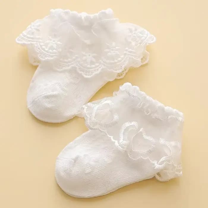 Chaussettes en dentelle florale pour bébés filles de 0 à 8 ans, mignonnes volants blancs, antidérapantes, chaussettes de danse pour enfants, chaussettes de pied décontractées pour nourrissons