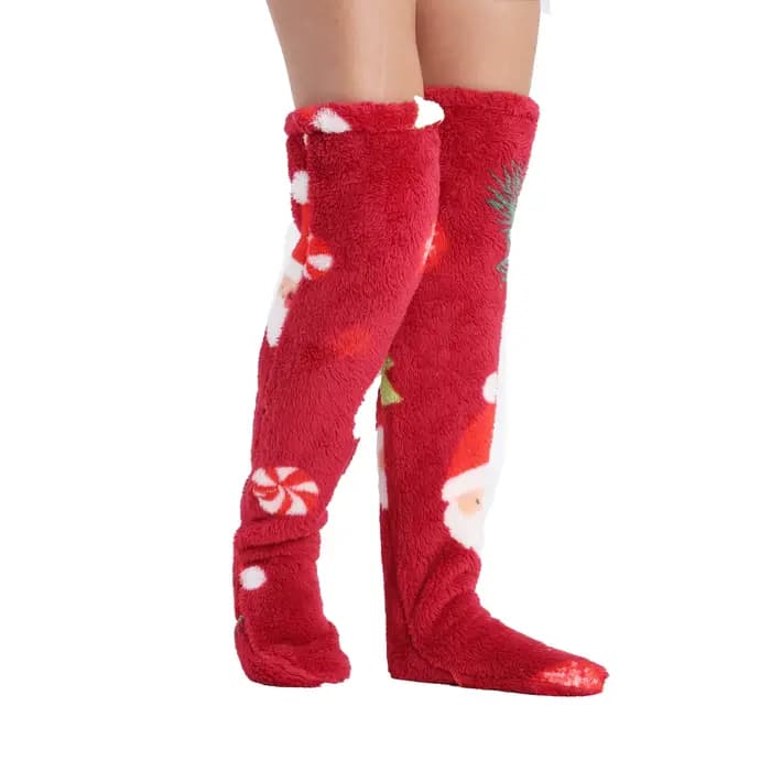 Chaussettes de noël chaudes d'hiver au-dessus du genou