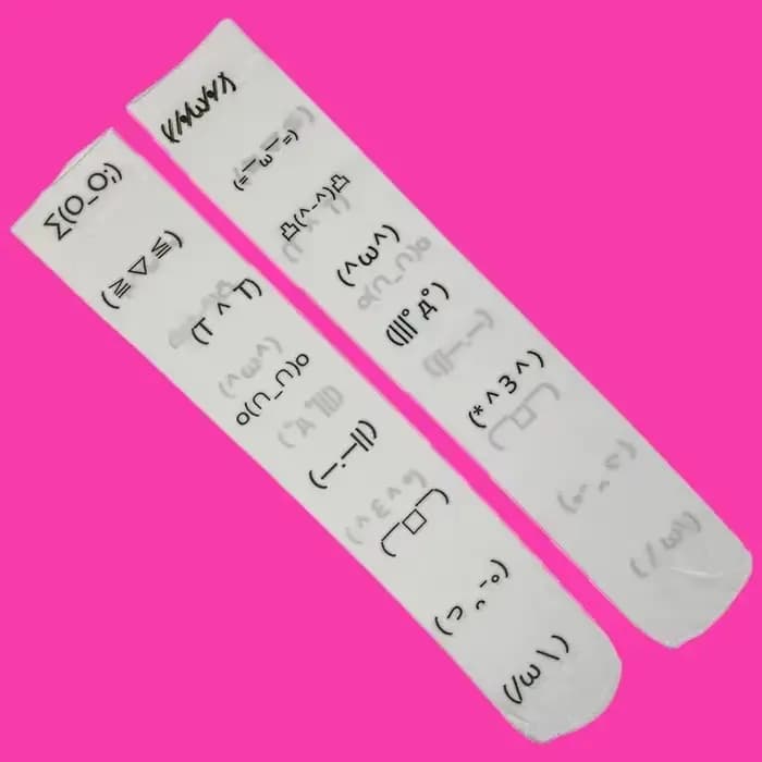 Kawaii chaussette Expression blanc Graffiti lettre imprimer chaussettes longues Harajuku sur genou cuisse haute bas Y2K